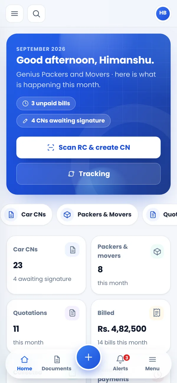 TransBiz ERP on a phone